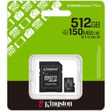 Kingston Canvas Select Plus 512 GB MicroSDXC, Speicherkarte schwarz, UHS-I U3, Class 10, V30