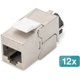 Digitus Cat.6a Keystone-Modul, geschirmt silber, 12 Stück, mit intelligentem Kabelmanager