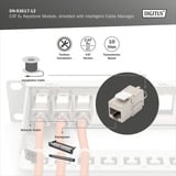 Digitus Cat.6a Keystone-Modul, geschirmt silber, 12 Stück, mit intelligentem Kabelmanager