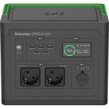APC Schneider tragbare OffGrid Powerstation 500 schwarz/grün, Lithium-Ionen Akku 517Wh, 2x 230V 500W, 3x USB-A, 2x USB-C PD