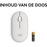 Logitech Pebble Mouse 2 M350s, Maus weiß, Bluetooth, für Windows/macOS/iPadOS/Android/ChromeOS/Linux