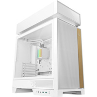 DeepCool CL6600 WH, Tower-Gehäuse weiß/holz, Tempered Glass