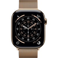 Apple Watch Series 11, Smartwatch Titan Gold, Titangehäuse, 46 mm, Milanaise Armband gold S/M, Cellular
