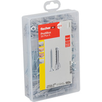 fischer Profi-Box Spreizdübel SX Plus + Schraube  hellgrau, 160-teilig, mit Schrauben