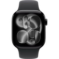 Apple Watch Series 11, Smartwatch schwarz (glänzend), Aluminium, 46 mm, Sportarmband schwarz S/M