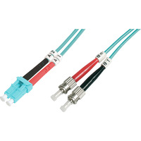 Digitus LWL Patchkabel, Duplex, LC > ST Stecker, Multimode OM3 türkis, 5 Meter