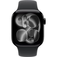 Apple Watch Series 11, Smartwatch schwarz (glänzend), Aluminium, 46 mm, Sportarmband schwarz M/L