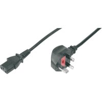 Digitus Britisches Netzanschlusskabel schwarz, 1,80 Meter, UK Stecker, 90° abgewinkelt