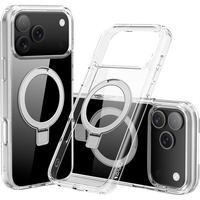 Nevox StyleShell SHOCKFlex mit Standfunktion, Handyhülle transparent, iPhone 17 Pro, kompatibel mit MagSafe