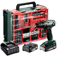 Metabo BS 18 Set (602207710) Akku-Bohrschrauber, 18 Volt grün/schwarz, 2x Li-Ionen Akku 2,0Ah, Koffer + 74-teiliges Zubehör