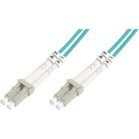 Digitus LWL Patchkabel, Duplex, LC > LC Stecker, Multimode OM3 türkis, 15 Meter
