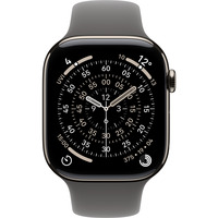 Apple Watch Series 11, Smartwatch Titan Natur, Titangehäuse, 46 mm, Sportarmband steingrau M/L, Cellular