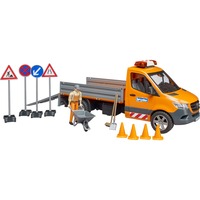 bruder MB Sprinter Kommunal mit Light & Sound Modul, Modellfahrzeug orange, Inkl. Fahrer und Zubehör