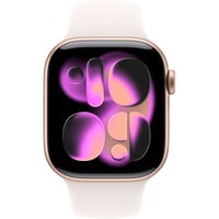 Apple Watch Series 11, Smartwatch Titan Gold, Titangehäuse, 42 mm, Sportarmband blassrosa S/M, Cellular