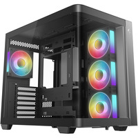 DeepCool CG530U 4F, Tower-Gehäuse schwarz, Gebogene Glasvitrine