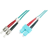 Digitus LWL Patchkabel, Duplex, ST > SC Stecker, Multimode OM3 türkis, 2 Meter