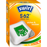 Swirl Staubsaugerbeutel S62 MicroPor 4 Beutel + 1 Filter, für Siemens, Bosch