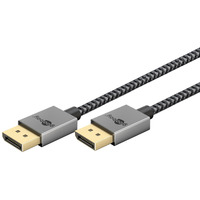 goobay DisplayPort Kabel 2.0/2.1 Slim silber/schwarz, 2 Meter