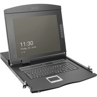 Digitus Modulare HD LCD KVM Konsole mit 19" TFT 1 Port VGA, KVM-Switch schwarz, deutsches Tastaturlayout, 1 Port VGA KVM-Anschluss, Touchpad