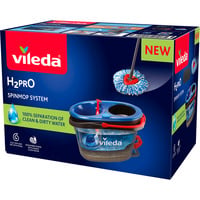 Vileda H2PrO Spin Mop Set, Bodenwischer schwarz/rot, mit Zweitanksystem und Teleskopstiel