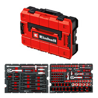 EINHELL E-Case Werkzeugkoffer KFZ, 121-teilig, Werkzeug-Set schwarz/rot, mit Werkzeug-Sortiment für Hobbyschrauber