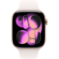 Apple Watch Series 11, Smartwatch roségold, Aluminium, 46 mm, Sportarmband blassrosa S/M