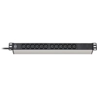 Brennenstuhl Alu-Line 19" Steckdosenleiste 12-fach C13 schwarz/aluminium, 1HE, 2 Meter Kabel, Kaltgerätebuchsen